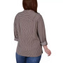 Plus Size 3/4 Sleeve Roll Tab Notch Collar Blouse