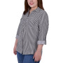 Plus Size 3/4 Sleeve Roll Tab Notch Collar Blouse