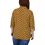 Plus Size 3/4 Sleeve Roll Tab Notch Collar Blouse