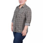 Plus Size 3/4 Sleeve Roll Tab Notch Collar Blouse
