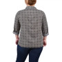 Plus Size 3/4 Sleeve Roll Tab Notch Collar Blouse