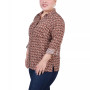 Plus Size 3/4 Sleeve Roll Tab Notch Collar Blouse
