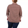 Plus Size 3/4 Sleeve Roll Tab Notch Collar Blouse
