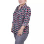 Plus Size 3/4 Sleeve Roll Tab Notch Collar Blouse