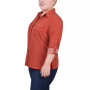 Plus Size 3/4 Sleeve Roll Tab Notch Collar Blouse