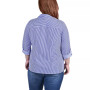 Plus Size 3/4 Sleeve Roll Tab Notch Collar Blouse