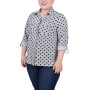 Plus Size 3/4 Sleeve Roll Tab Notch Collar Blouse