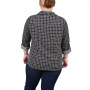 Plus Size 3/4 Sleeve Roll Tab Notch Collar Blouse