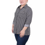 Plus Size 3/4 Sleeve Roll Tab Notch Collar Blouse