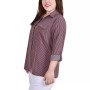 Plus Size 3/4 Sleeve Roll Tab Notch Collar Blouse