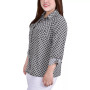 Plus Size 3/4 Sleeve Roll Tab Notch Collar Blouse