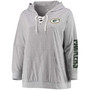 Women's Plus Size Heather Gray Green Bay Packers Lace-Up Pullover Hoodie