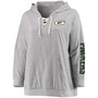 Women's Plus Size Heather Gray Green Bay Packers Lace-Up Pullover Hoodie