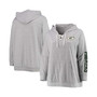 Women's Plus Size Heather Gray Green Bay Packers Lace-Up Pullover Hoodie