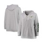Women's Plus Size Heather Gray Green Bay Packers Lace-Up Pullover Hoodie