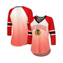 Women's Red Chicago Blackhawks Lead Off Tri-Blend Raglan 3/4-Sleeve V-Neck T-shirt