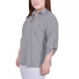 Plus Size 3/4 Ruched Sleeve Studded Top