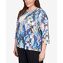 Plus Size Classics Triple Ring Embroidered Brushstroke Top
