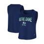 Women's Navy Notre Dame Fighting Irish Hang Ten Scoop Neck Cropped Tank Top