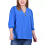 Plus Size 3/4 Puff Sleeve Top with Detachable Necklace