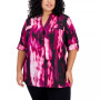 Plus Size Printed Tab-Sleeve Shirt
