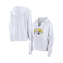 Women's Branded White Iowa Hawkeyes Striped Notch Neck Pullover Hoodie