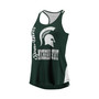 Women's Green, White Michigan State Spartans George Glass 2-Hit Scoop Neck Racerback Tank Top
