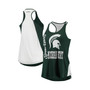 Women's Green, White Michigan State Spartans George Glass 2-Hit Scoop Neck Racerback Tank Top