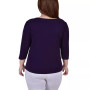 Plus Size 3/4 Sleeve Crepe Knit with Strip Details Top