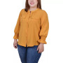 Plus Size Long Sleeve Y Neck Blouse