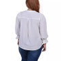 Plus Size Long Sleeve Y Neck Blouse