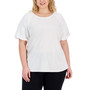 Plus Size Mixed-Media Puff-Sleeve Top