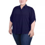 Plus Size 3/4 Sleeve Gauze Blouse