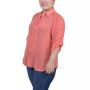 Plus Size 3/4 Sleeve Gauze Blouse