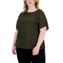 Plus Size Rambling Dot Printed Short-Sleeve Top