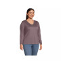 Women's Plus Size Relaxed Supima Cotton Long Sleeve V-Neck T-Shirt