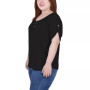 Plus Size Short Sleeve Round Neck Henley Top