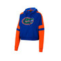 Women's Royal Florida Gators Throwback Stripe Arch Logo Cropped Pullover Hoodie