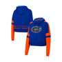 Women's Royal Florida Gators Throwback Stripe Arch Logo Cropped Pullover Hoodie