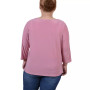 Plus Size 3/4 Sleeve Cutout Top