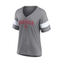 Women's Branded Heathered Gray Oklahoma Sooners Arched City Sleeve-Striped Tri-Blend V-Neck T-shirt