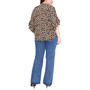 Plus Size Printed Ruffle-Sleeve Henley Top