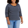 Plus Size Cotton Striped Top
