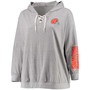 Women's Plus Size Heathered Gray Cleveland Browns Lace-Up Pullover Hoodie