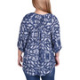 Plus Size 3/4 Sleeve Peasant Top with Tie Neckline