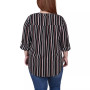 Plus Size 3/4 Sleeve Mandarin Collar Blouse with Front Pleats