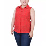 Plus Size Sleeveless Notch Collar Button Front Blouse