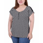 Plus Size Short Sleeve Half Zip Knit Top