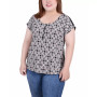 Plus Size Short Sleeve Half Zip Knit Top