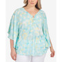 Plus Size Aqua Aficionada Printed Georgette Cape Top